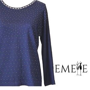 Cathy Daniels Womens Sweater XL Embellished Navy